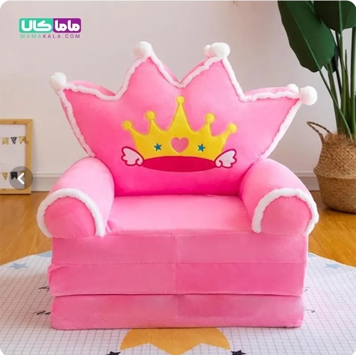مبل تختخوابی کودک مدل تاج صورتی مخمل