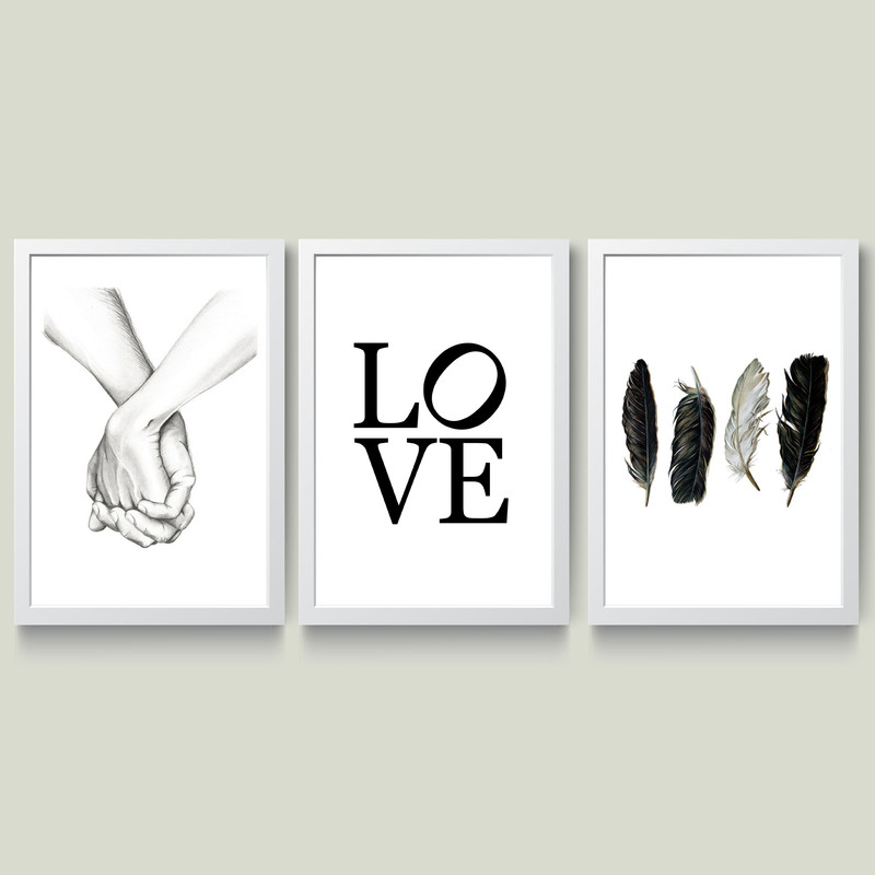 تابلو مدل مینیمال LOVE کد m2532-w مجموعه 3 عددی