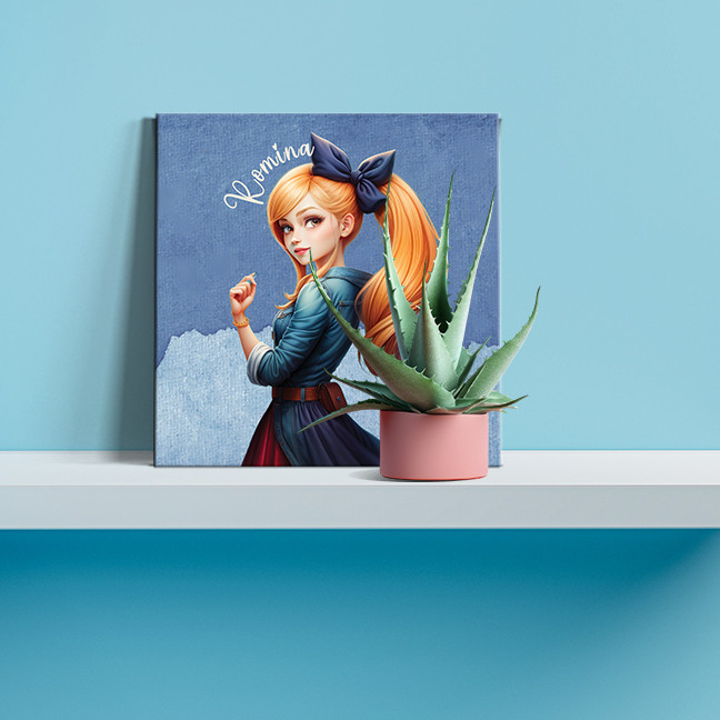 تابلو شاسی لاژید مدل اسم رومینا طرح دختر کارتونی کد CuteGirl1