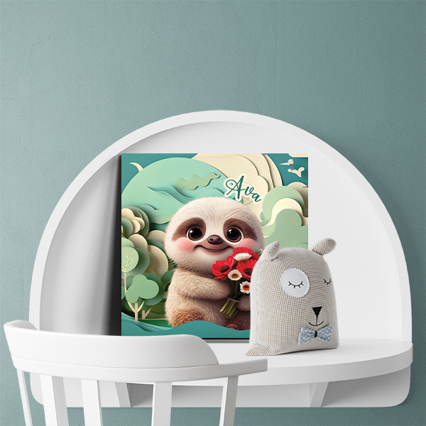 تابلو شاسی لاژید مدل اسم آوا طرح تنبل کارتونی کد sloth