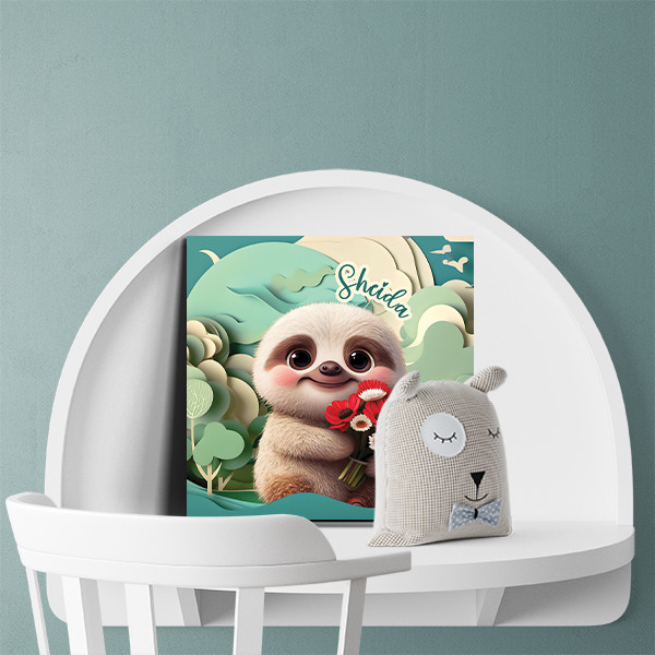 تابلو شاسی لاژید مدل اسم شیدا طرح تنبل کارتونی کد sloth