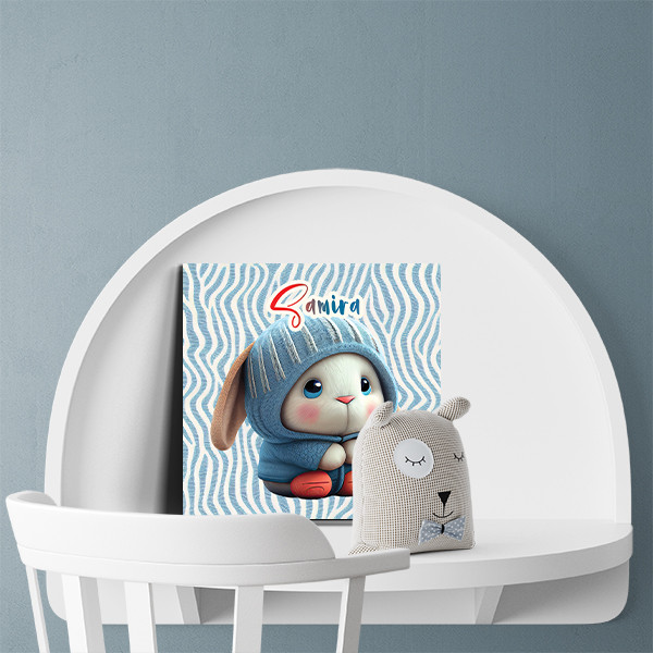 تابلو شاسی لاژید مدل اسم سمیرا طرح خرگوش کارتونی کد Rabbit