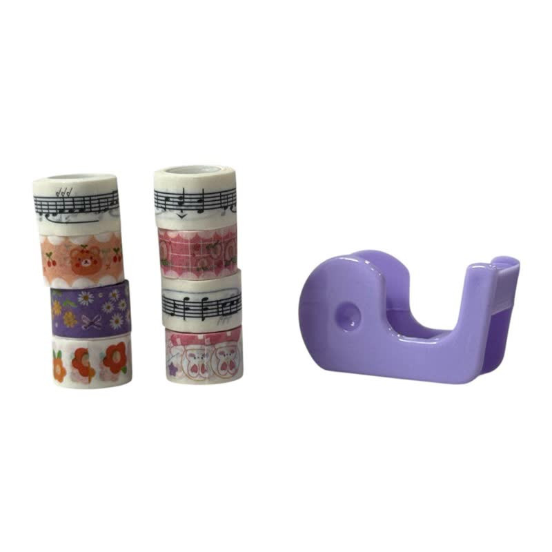 چسب نواری مدل واشی طرح فانتزی عرض 1 سانتی متر به همراه پایه چسب مجموعه 9 عددی